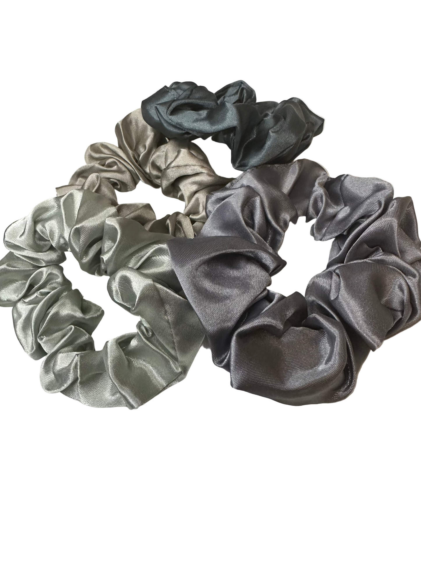 Satin Scrunchie Set – Soft Silky Hair Tad Scrunchies (6-Pack) in Silver, Slate, Teal & More (Set of 10)