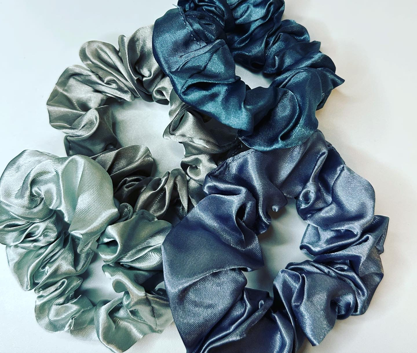 Satin Scrunchie Set – Soft Silky Hair Tad Scrunchies (6-Pack) in Silver, Slate, Teal & More (Set of 10)