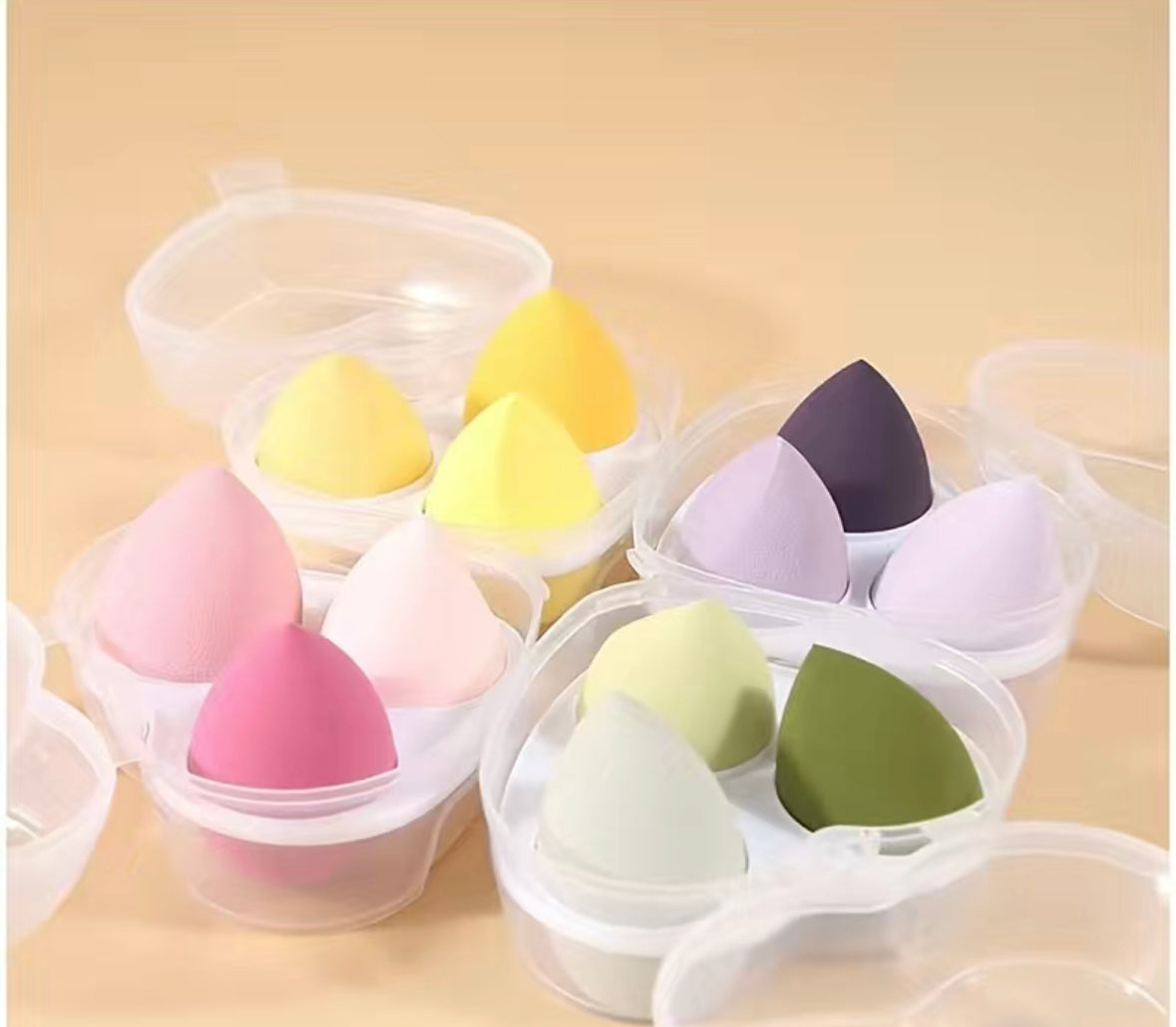 3-Pack Heart Case Makeup Sponges – Foundation Beauty Blender - Green