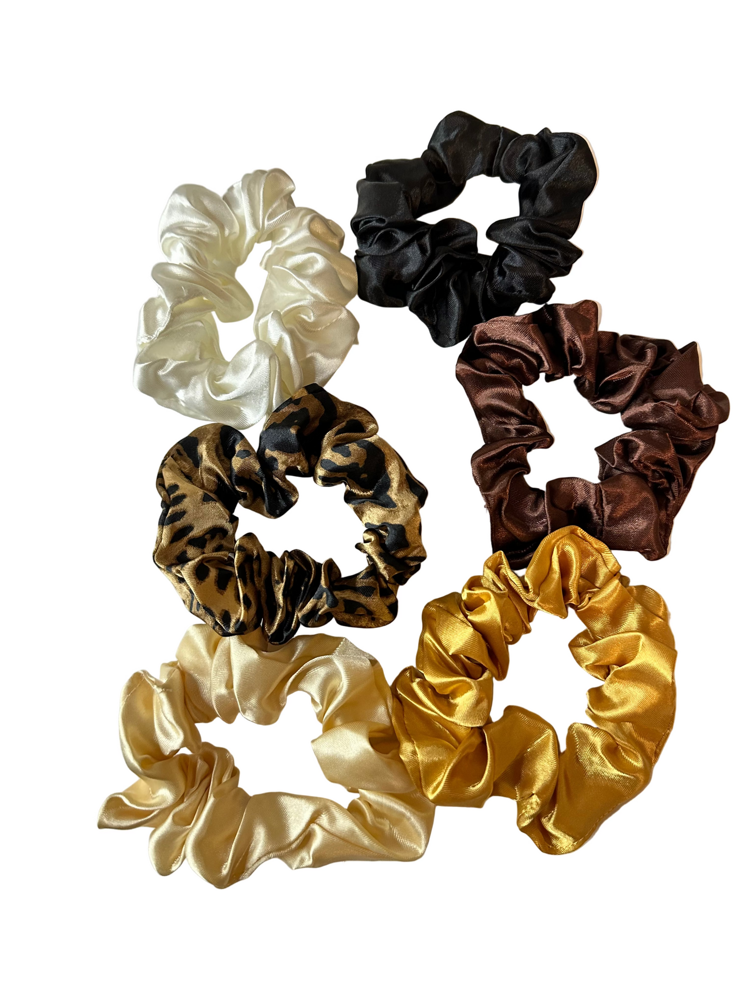 Satin Scrunchies – Cheetah & Brown Collection (Set of 10)