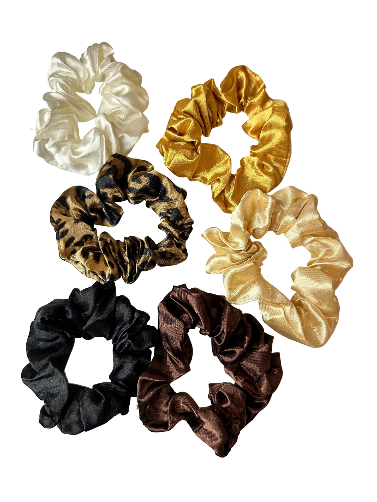 Satin Scrunchies – Cheetah & Brown Collection (Set of 10)