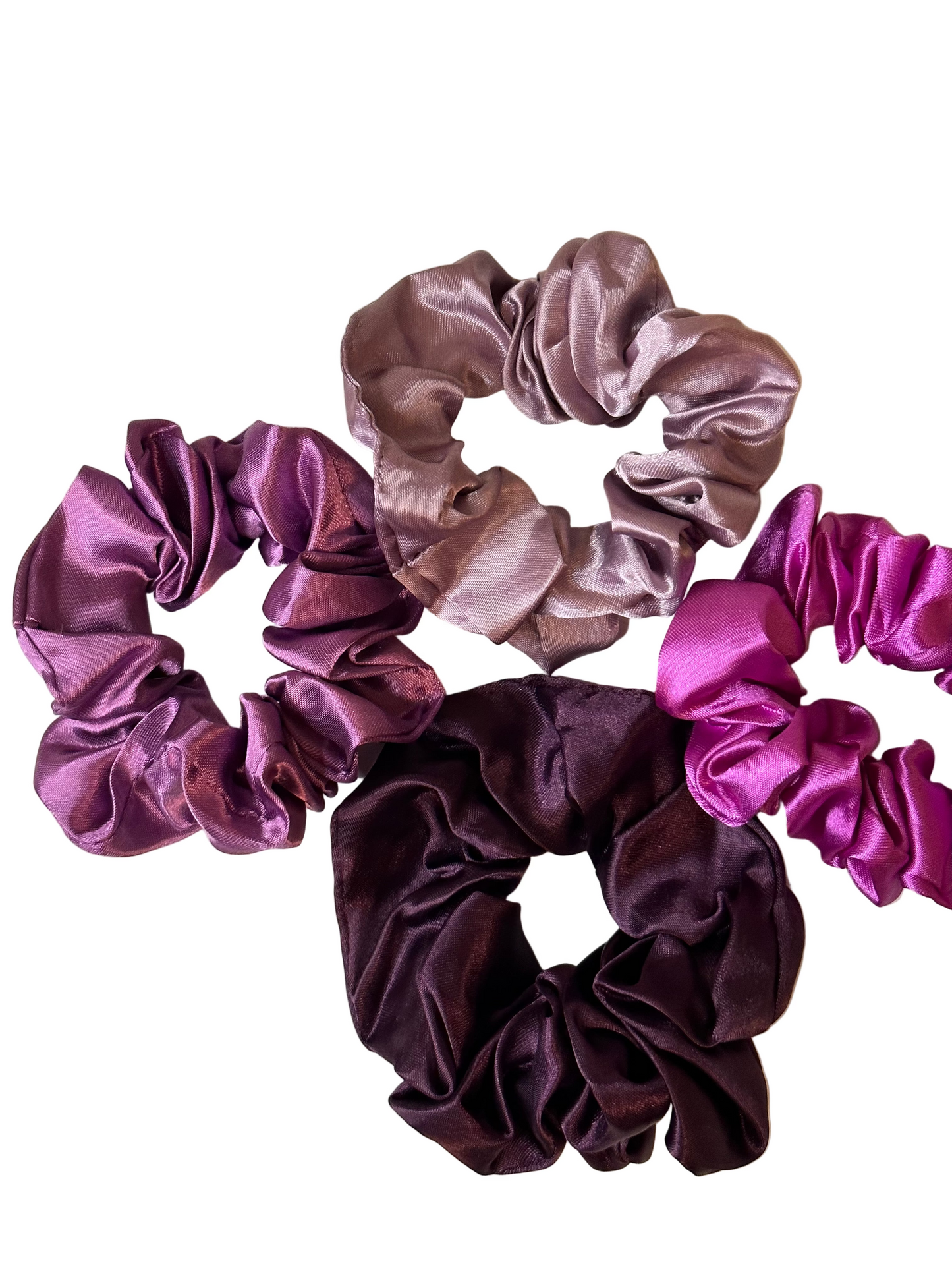 Satin Scrunchies – Purple & Pink Collection (Set of 10)