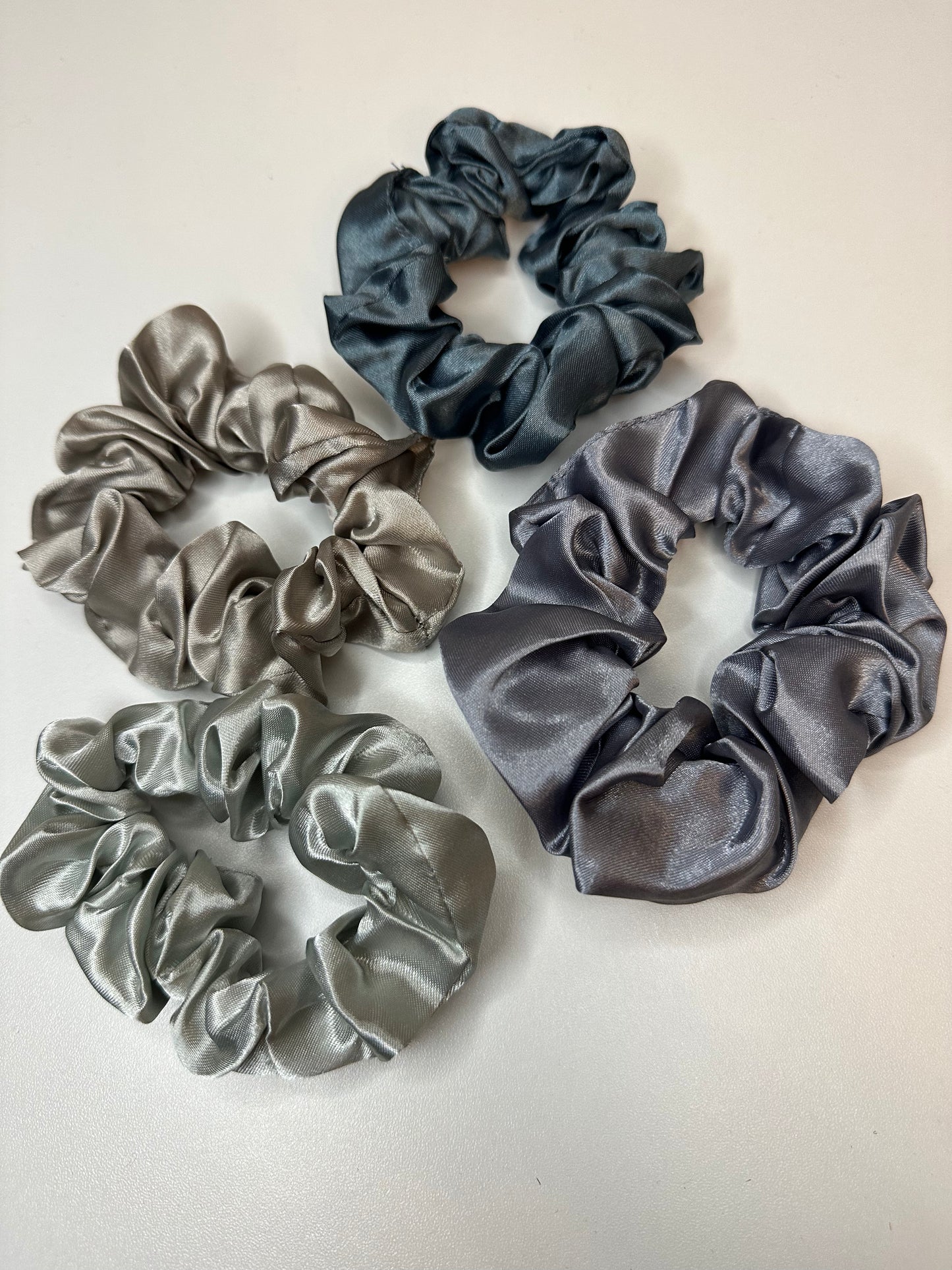 Satin Scrunchie Set – Soft Silky Hair Tad Scrunchies (6-Pack) in Silver, Slate, Teal & More (Set of 10)