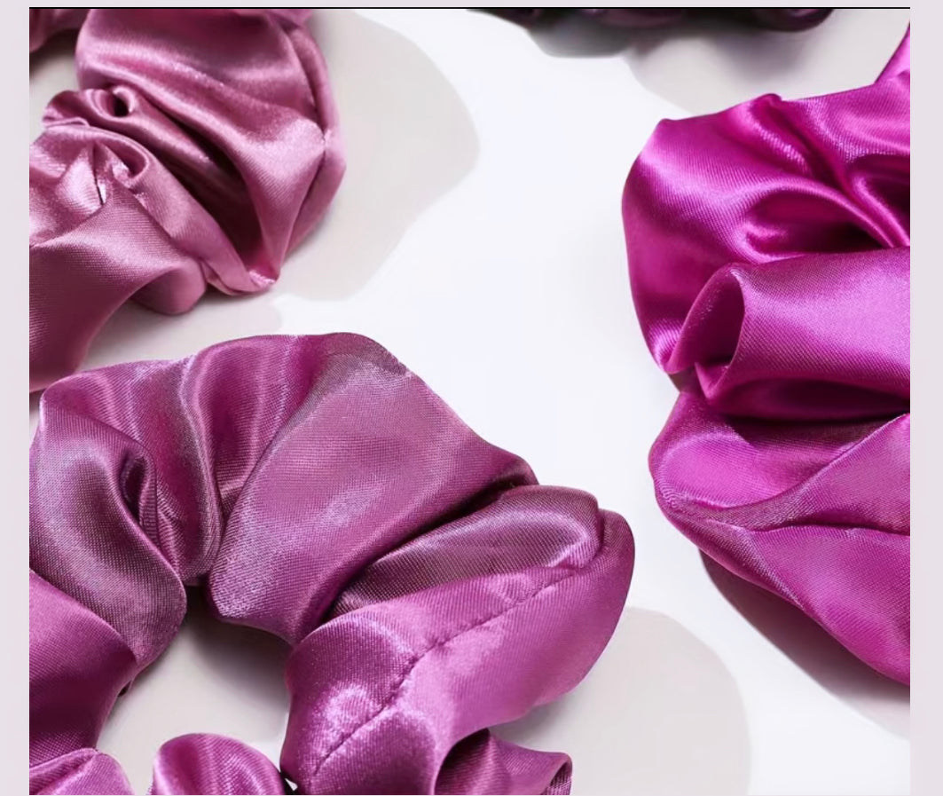 Satin Scrunchies – Purple & Pink Collection (Set of 10)